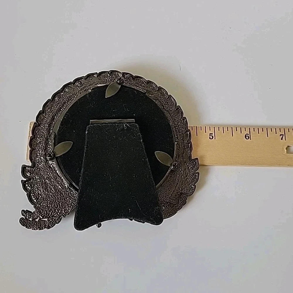Pier1 Jeweled Metal Peacock Picture Frame Self‎ Standing 1-3/4